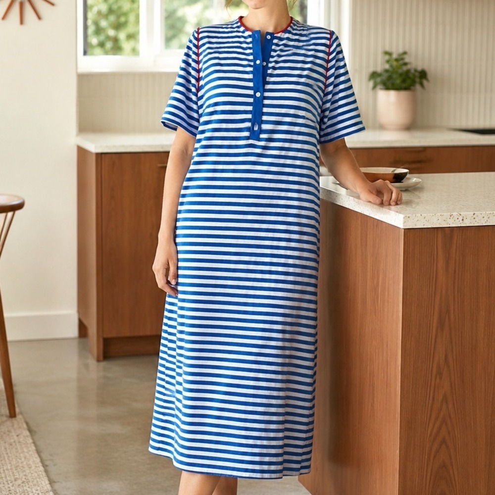 Leslie Pomer Vintage Dress House MuMu medium 8 10 striped Made USA union B4